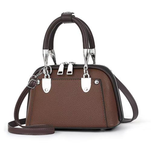 PU Leather hard-surface Handbag attached with hanging strap Lichee Grain PC
