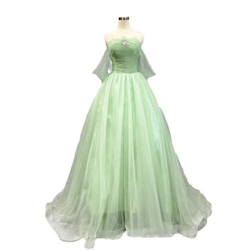 Polyester Slim Long Evening Dress green PC
