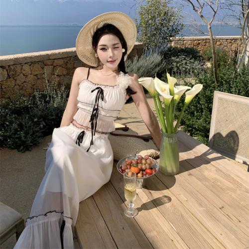 Polyester Tweedelige jurk set Witte Instellen