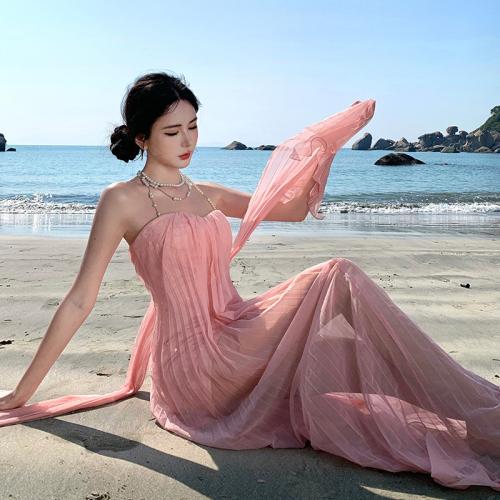 Polyester Slim Slip Dress backless PC