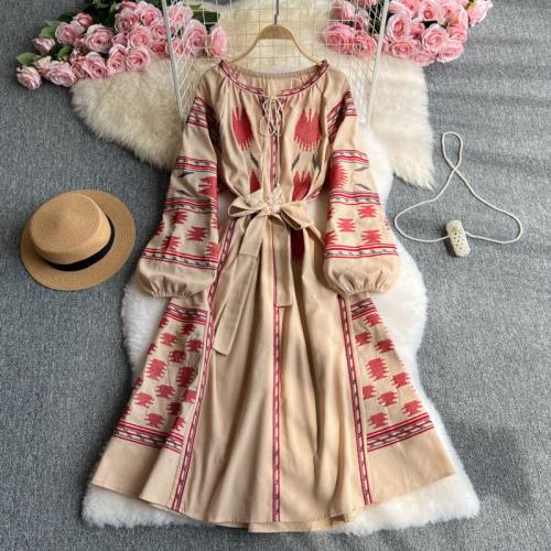 Cotton Slim One-piece Dress embroider PC