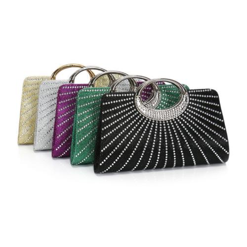 PU Leather & Polyester Evening Party & iron-on Clutch Bag, with chain, Solid, more colors for choice,  PC