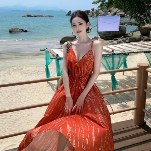 Polyester Slim Slip Dress backless red PC