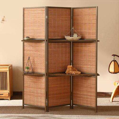 Pine & Bamboo Floor Screen brown PC
