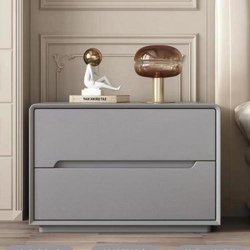Microfiber Leather & Solid Wood Bedside Cabinet dustproof & double layer Solid PC
