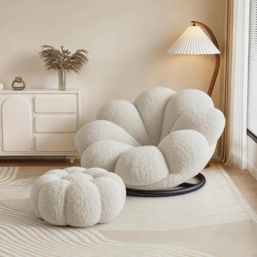 Plush Soft Casual House Chair rotatable Metal & Sponge Solid PC