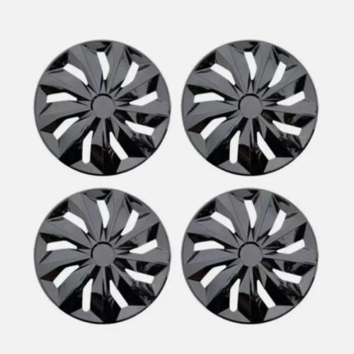 15 inch Set of 4 Black Wheel Covers Snap On Full Hub Caps fit R15 Tire & Steel Rim