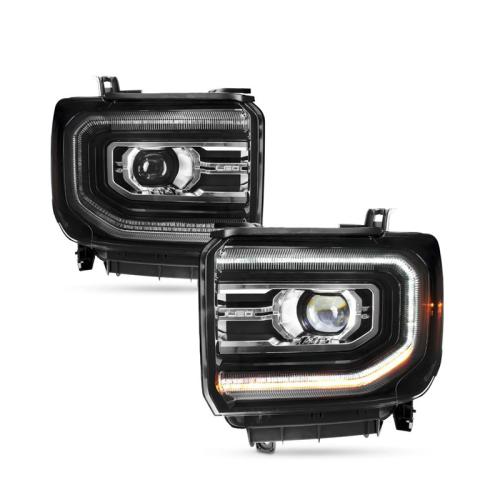 Fits 2016-2018 GMC Sierra 1500 2019 1500 Limited [FULL LED] Projector Black Headlights w/DRL Tube Driver Left
