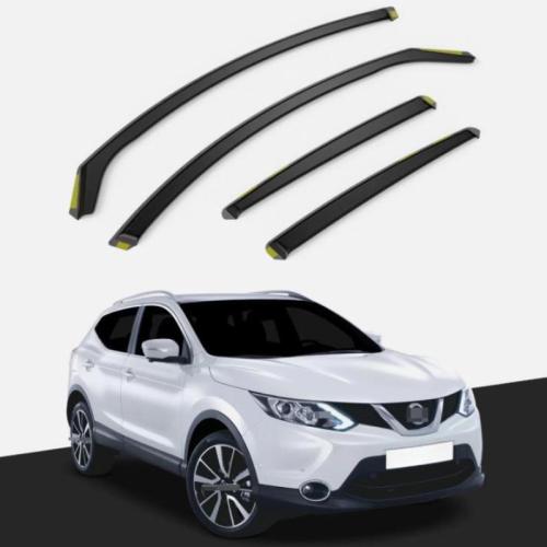 For Nissan QASHQAI MK2 2014-2021 5 Door SUV Wind Deflectors 4pcs Tinted + Clips