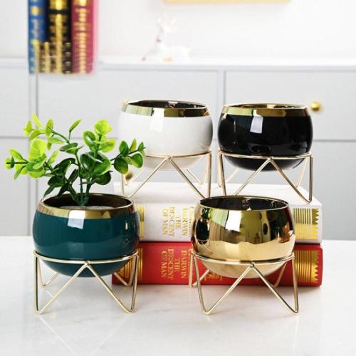 Cerámica & Hierro Maceta, chapado, Sólido, multicolor,  Conjunto