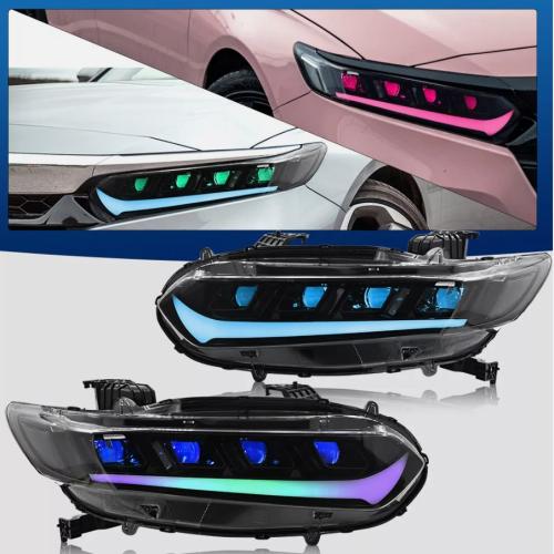 LED Headlights For 10th Gen Honda Accord 2018-2022 RGB Front Lamps Assembly