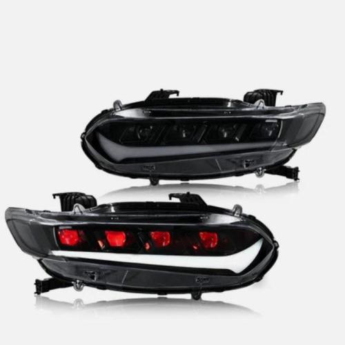 LED Headlights For Honda Accord 2018-2022 DRL Lexus Style 8 Lens Red Demon Eyes