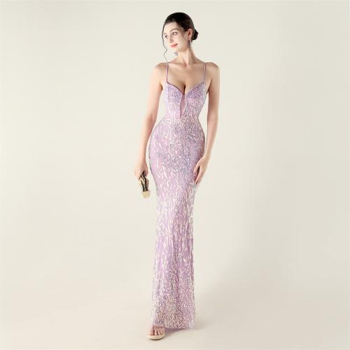 Sequin & Polyester Slim Long Evening Dress :XXL PC