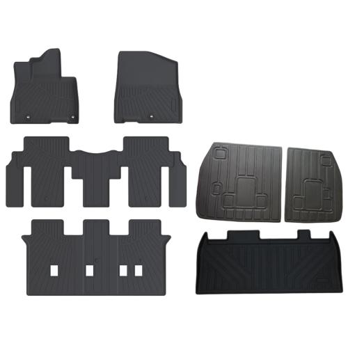 Floor Mats Cargo Liner W/ Backrest Mat For 2022-2025 Kia Carnival MPV 8 Seats