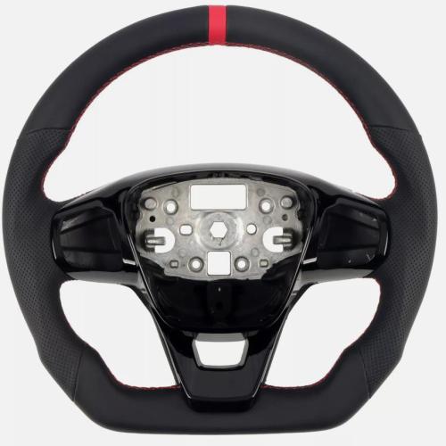 Black Perforated Leather Steering Wheel Customized For Ford Transit Custom 2019+