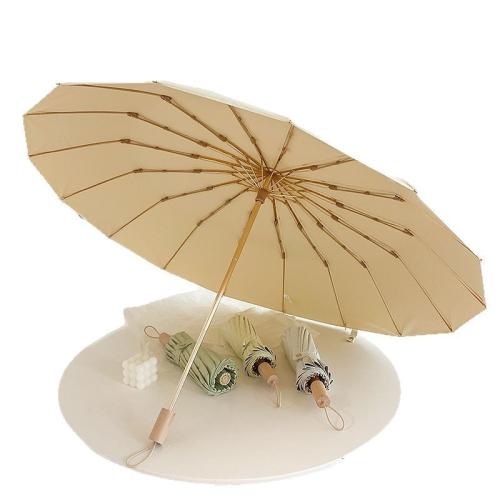Aluminium Alloy & Wood & Pongee Antirust Sun-Rain Umbrella durable Solid PC