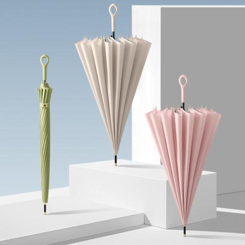 Steel & Rubber & Pongee Long Handle Umbrella durable & waterproof Solid PC