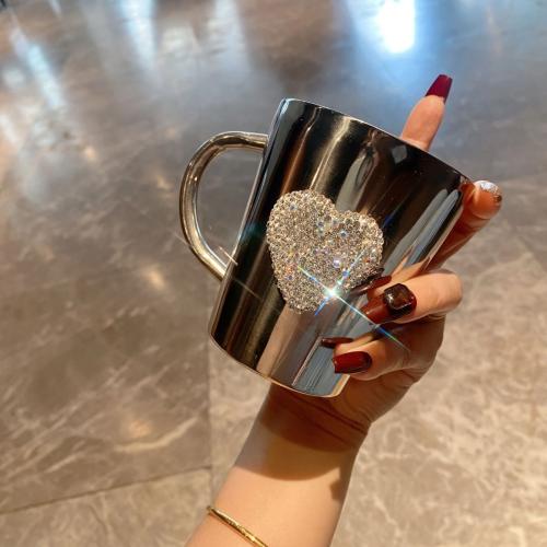 304 Stainless Steel anti-scald Mug with rhinestone silver PC