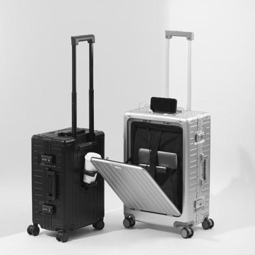 Aluminium Alloy separating dry and moist Suitcase anti-theft & with USB interface Polyester PC