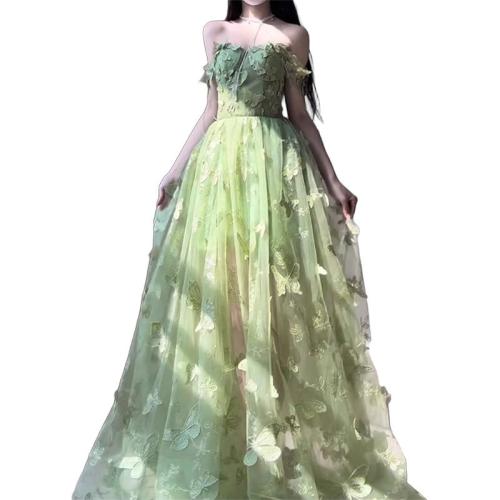 Polyester Long Evening Dress large hem design & tube patchwork PC