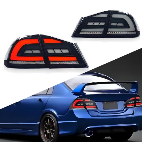 Smoke Red LED Sequential Taillights for 05-12 Honda Civic FD2 FD1 tail lights