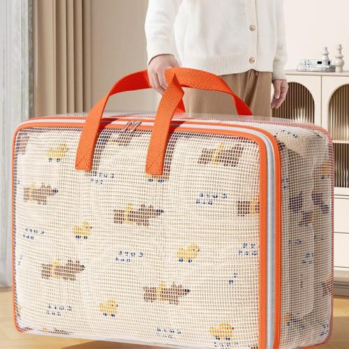 Mesh Fabric & PVC Storage Bag reddish orange PC