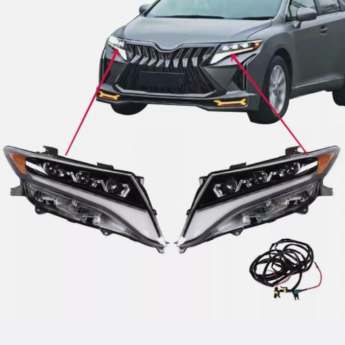 Fits For 2009-2016 Toyota Venza LED Headlights Headlamps Projector DRL Black Set