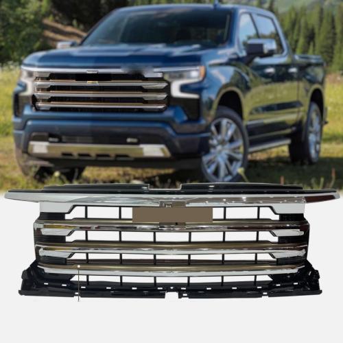 For 2022-2024 Chevy Silverado 1500 High Country Chrome Front Hood Grille Grill