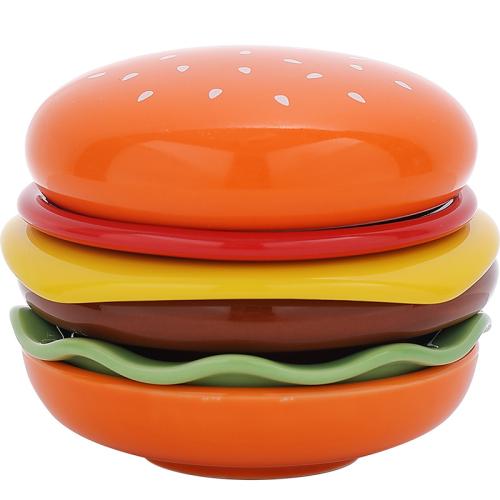 Ceramics Cutlery Set durable & Cute & six piece hamburg pattern mixed colors Set