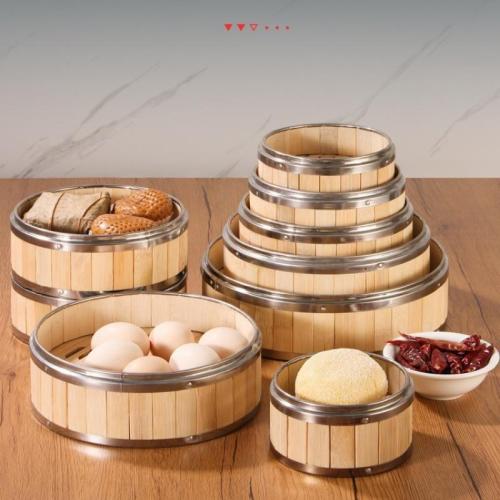 Bamboo & Stainless Steel Food Steamer hollow & breathable PC