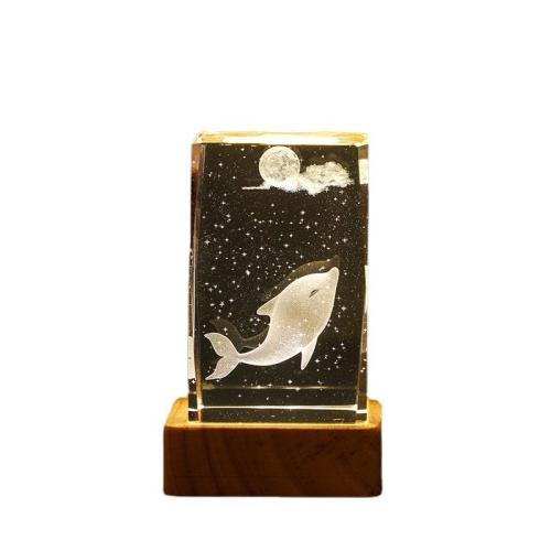 Crystal Glass & Wood Night Lights durable & lighting & with USB interface PC