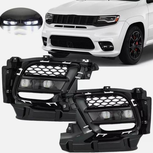 4PCS LED Fog Light Lamps W/ Covers Bezel For Jeep Grand Cherokee 2017-2022 LH&RH