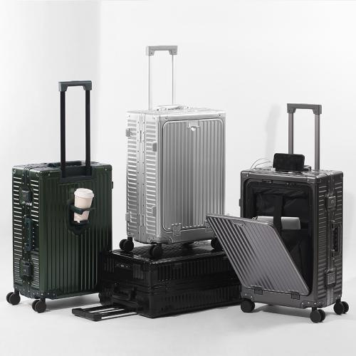 Aluminium Alloy Suitcase anti-theft & with USB interface Polyester striped PC