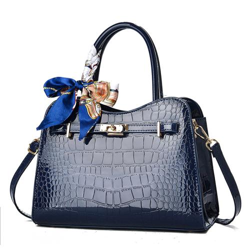 PU Leather with silk scarf Handbag crocodile grain PC