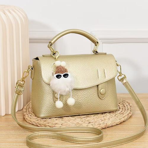PU Leather Easy Matching Crossbody Bag with fur ball PC