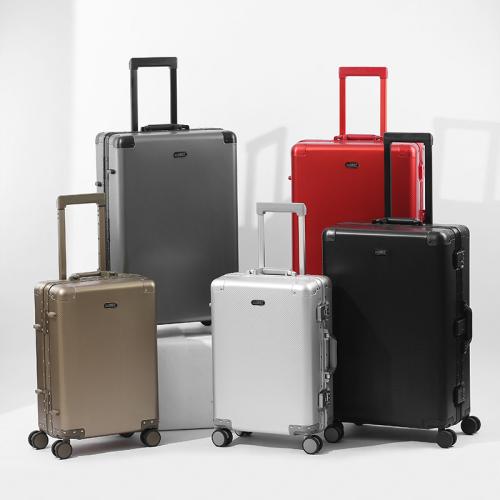 Metal & Aluminium Alloy Suitcase with password lock & hardwearing & waterproof Polyester Peach Skin PC