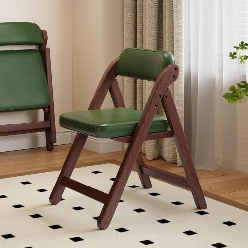 Waxed Leather & Sponge & Solid Wood single Foldable Chair PC