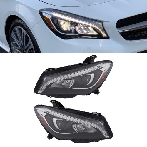 For 2017-2019 Mercedes-Benz CLA-Class CLA250 LED Headlights Headlamps Pair Set