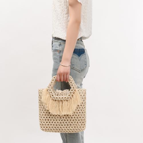 Wooden Beads Tassels Handbag large capacity PC