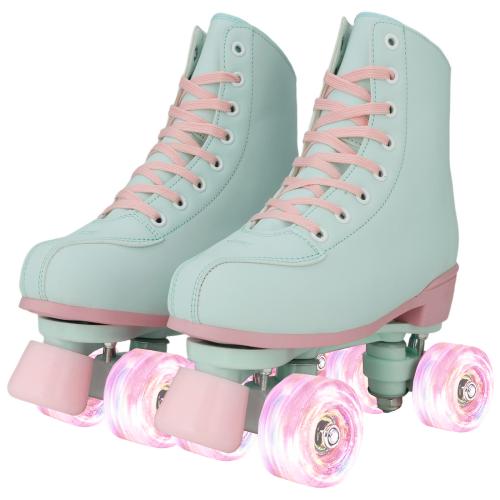 Rubber & PU Leather Flash Roller Skates patchwork PC