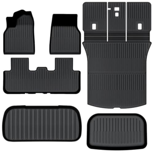 All Weather Floor Mats for 2025 Tesla New Model Y Cargo Mat with Backrest Mat & Front Trunk Liner & Rear Cargo Mat