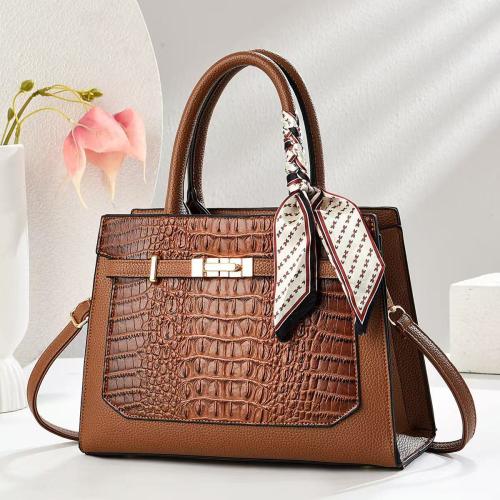 PU Leather with silk scarf Handbag large capacity PU Leather PC