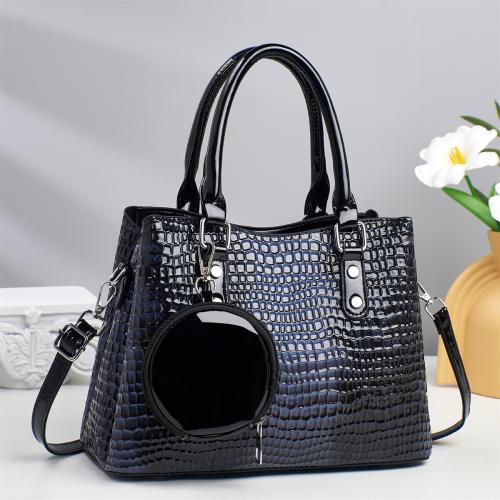 PU Leather Easy Matching Handbag with hanging ornament & large capacity PU Leather crocodile grain PC