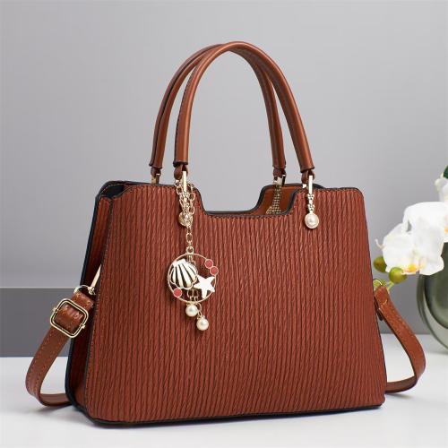 PU Leather Easy Matching Handbag with hanging ornament PC
