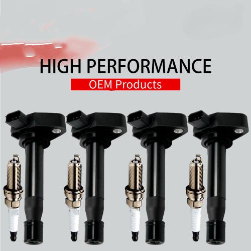 4X Upgrade Ignition Coil and Iridium Spark Plugs For Honda Civic 1.7L l4 UF242