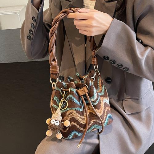 Woollen Cloth Easy Matching Crossbody Bag with hanging ornament PC