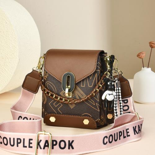 PU Leather Box Bag Shoulder Bag contrast color PC