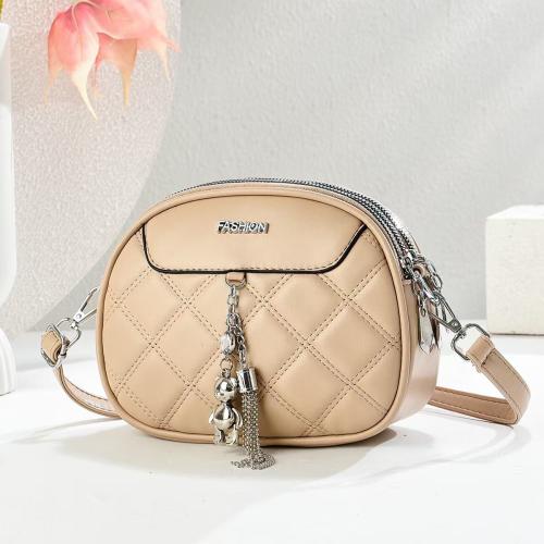 PU Leather Crossbody Bag with hanging ornament & sewing thread Argyle PC