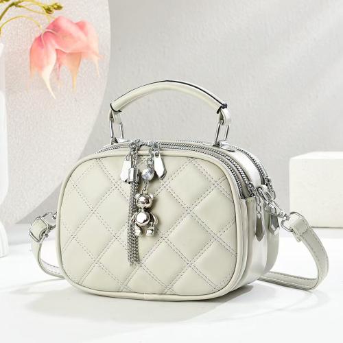 PU Leather Tassels Crossbody Bag with hanging ornament & sewing thread Argyle PC