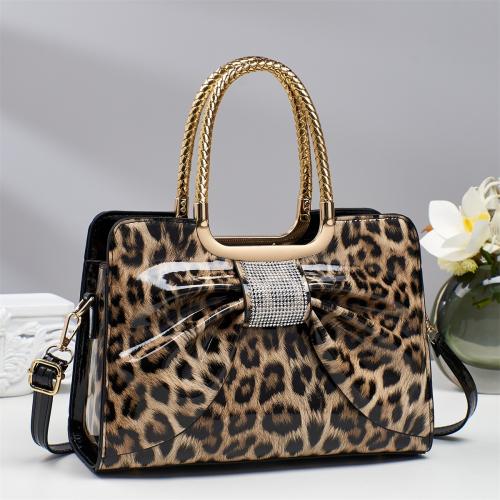 PU Leather Patchwork Bag & Bowknot Handbag leopard PC